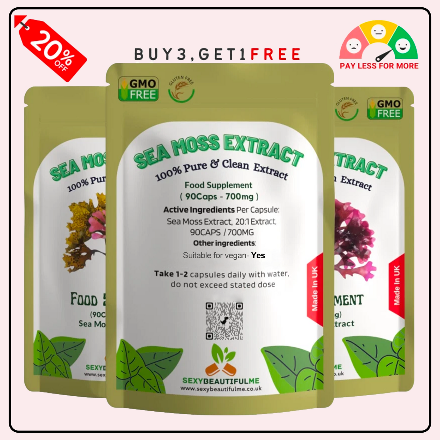 Sea Moss Capsules 14000mg , 100% Clean & Natural Vegan Capsules Genuine Sea Moss