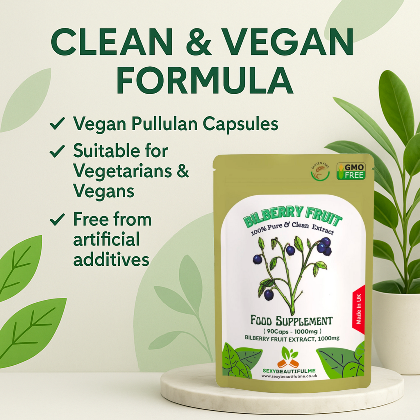 Bilberry Extract Capsules, 1000mg-Vegan Capsule- 100% Natural & Strong