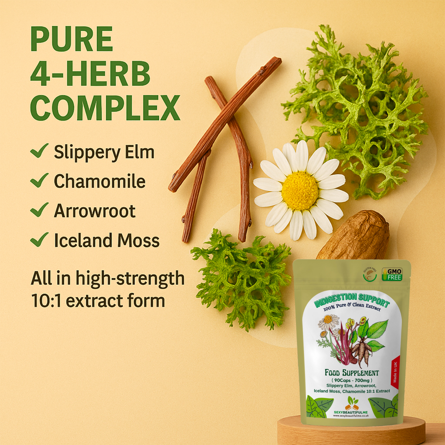 Indigestion Complex Capsules 7000mg–Digestive Support – Slippery Elm & Chamomile