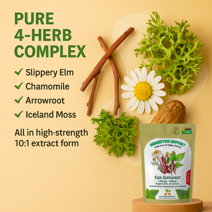 Indigestion Complex Capsules 7000mg–Digestive Support – Slippery Elm & Chamomile