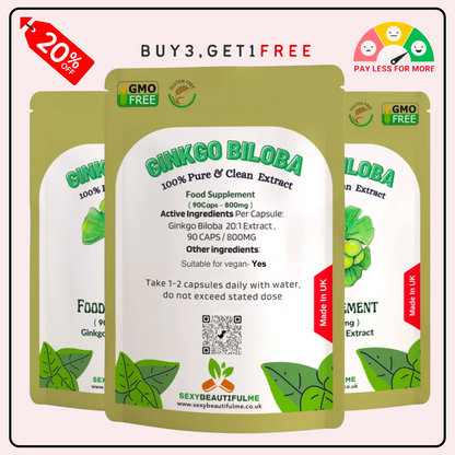 Ginkgo Biloba Capsules 16,000mg Vegan Natural Strong & Effective, Memory Support