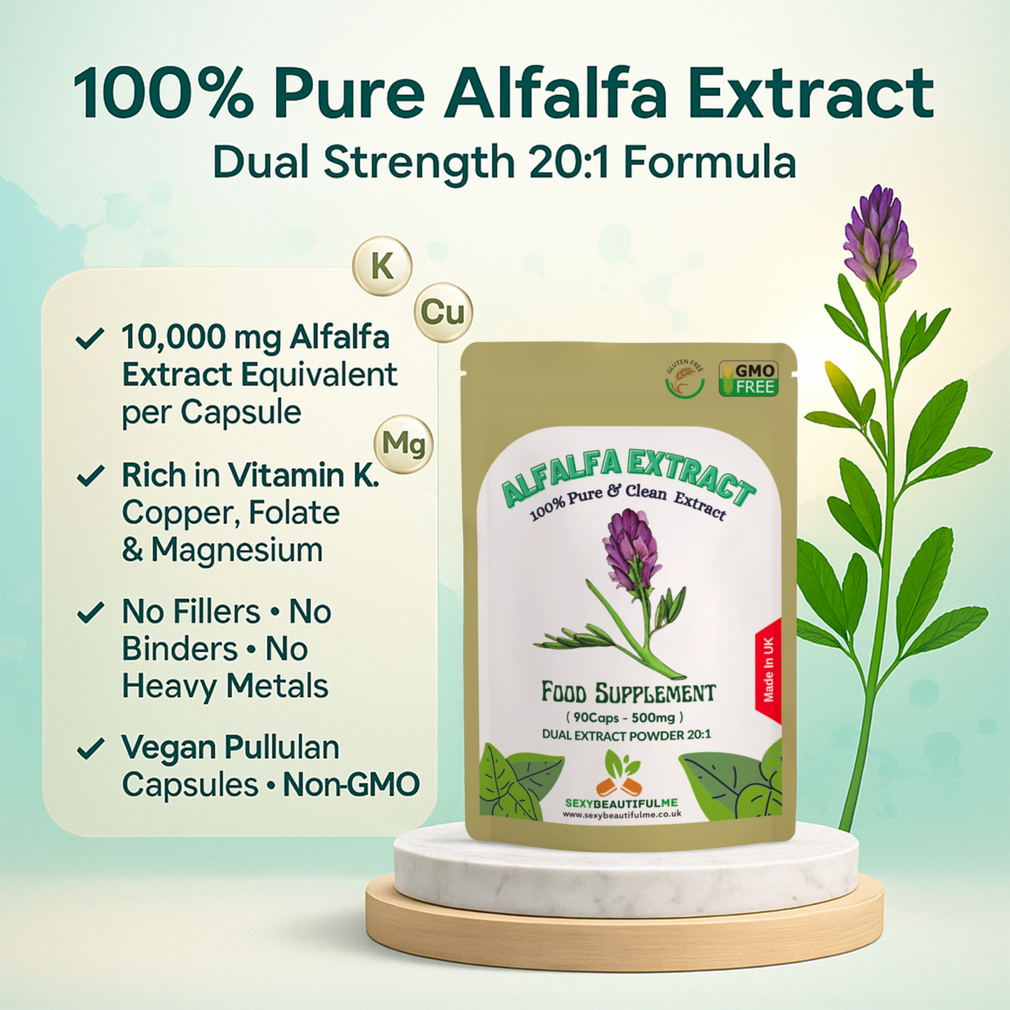Alfalfa Extract Capsules 500mg-Vegan Caps-Help With Cholesterol &Blood Sugar