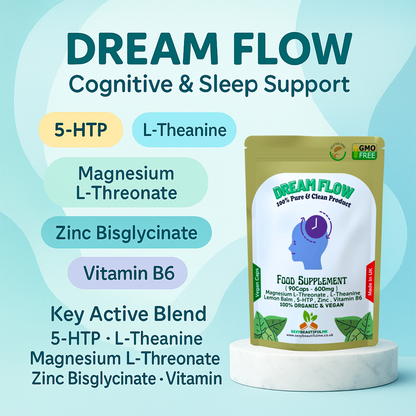 Dream Flow 600mg Capsules – Natural Sleep & Cognitive Health Supplement-Vegan