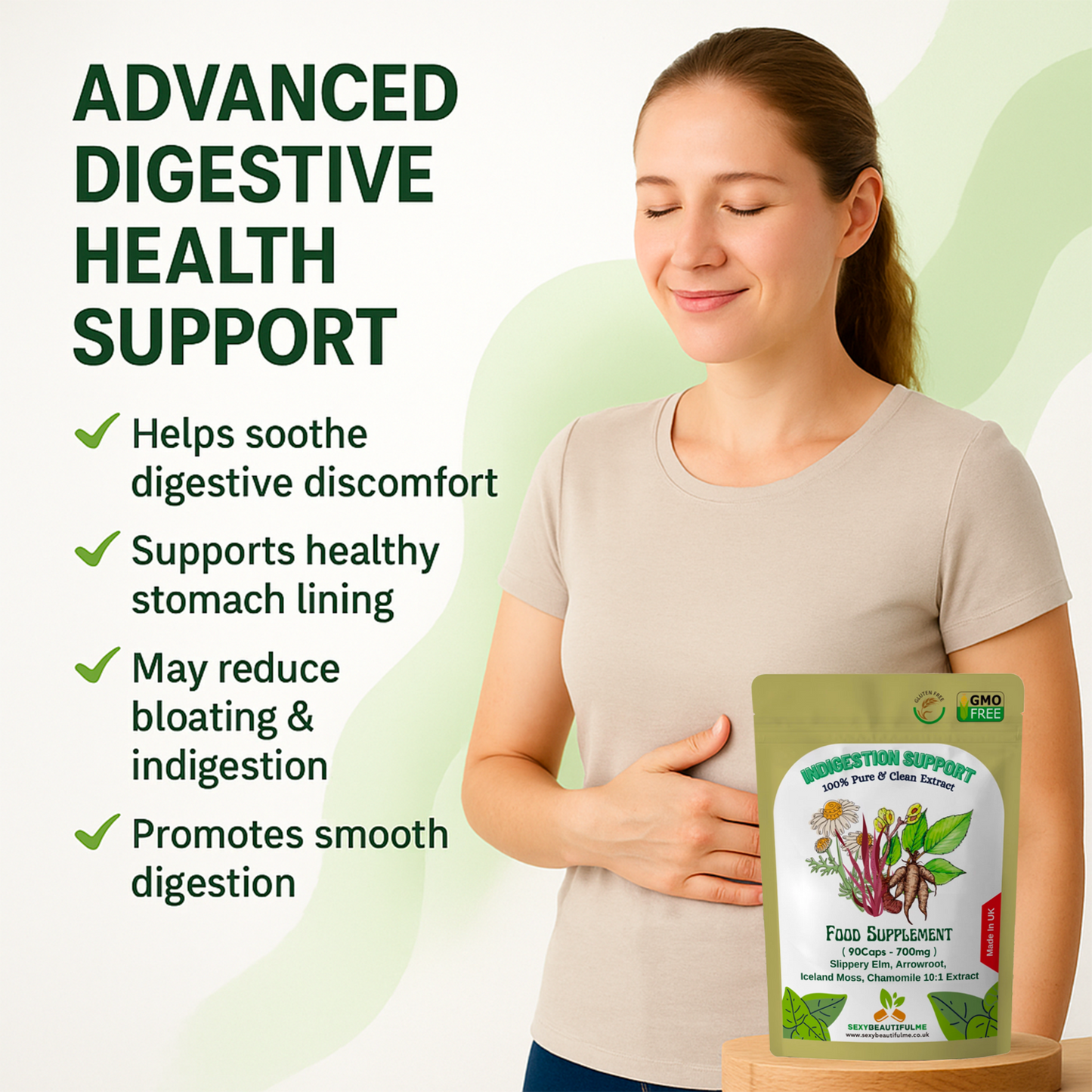 Indigestion Complex Capsules 7000mg–Digestive Support – Slippery Elm & Chamomile