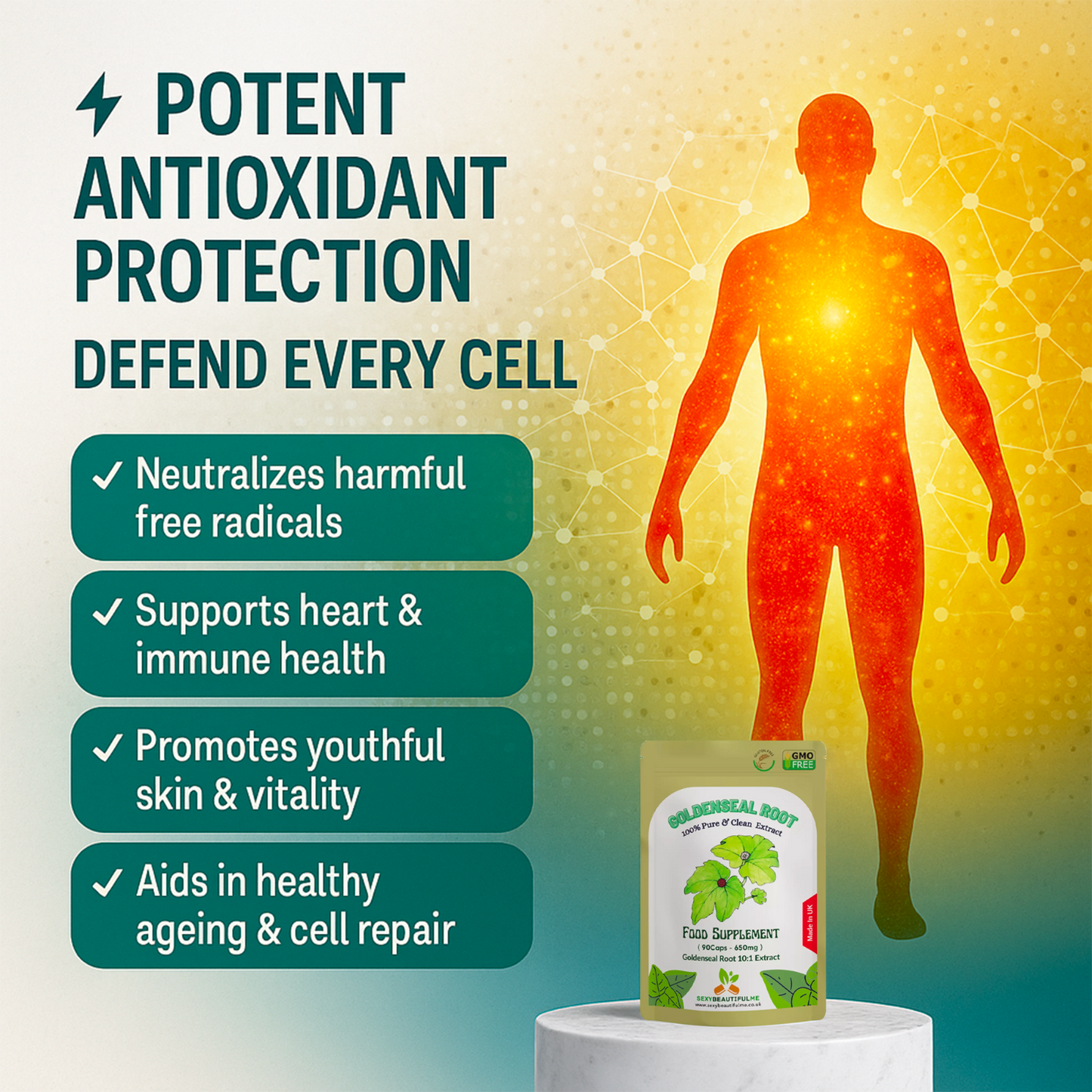 Goldenseal Root Capsules, 6500mg 10:1 Extract Supports Anti-inflammatory Health