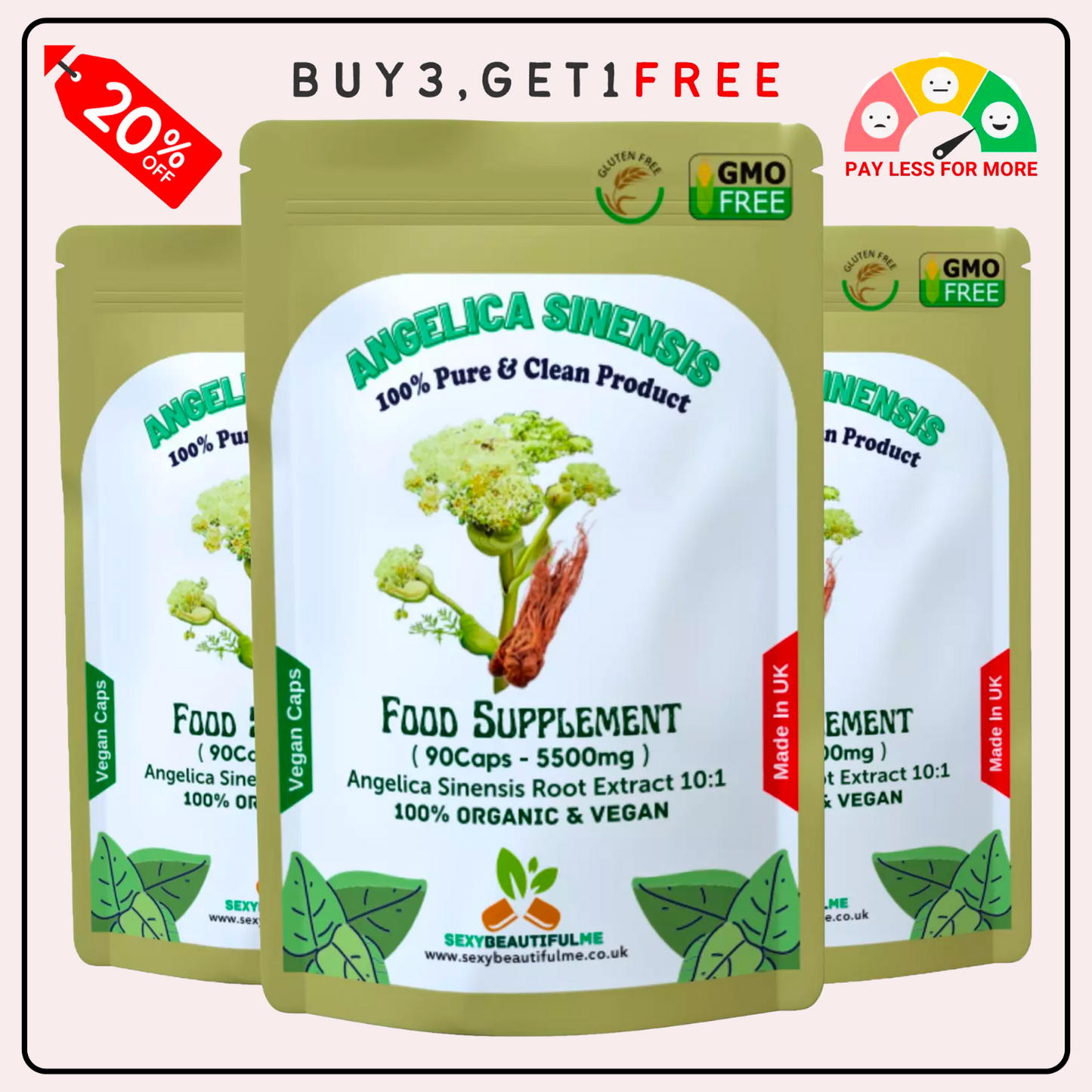 Angelica Sinensis 5500mg Capsule- Dong Quai - PMS Relief, Estrogen Balance-VEGAN
