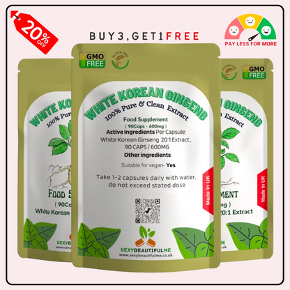 White Korean Ginseng Capsules – 12,000 mg | Vegan | Supporting Overall Health