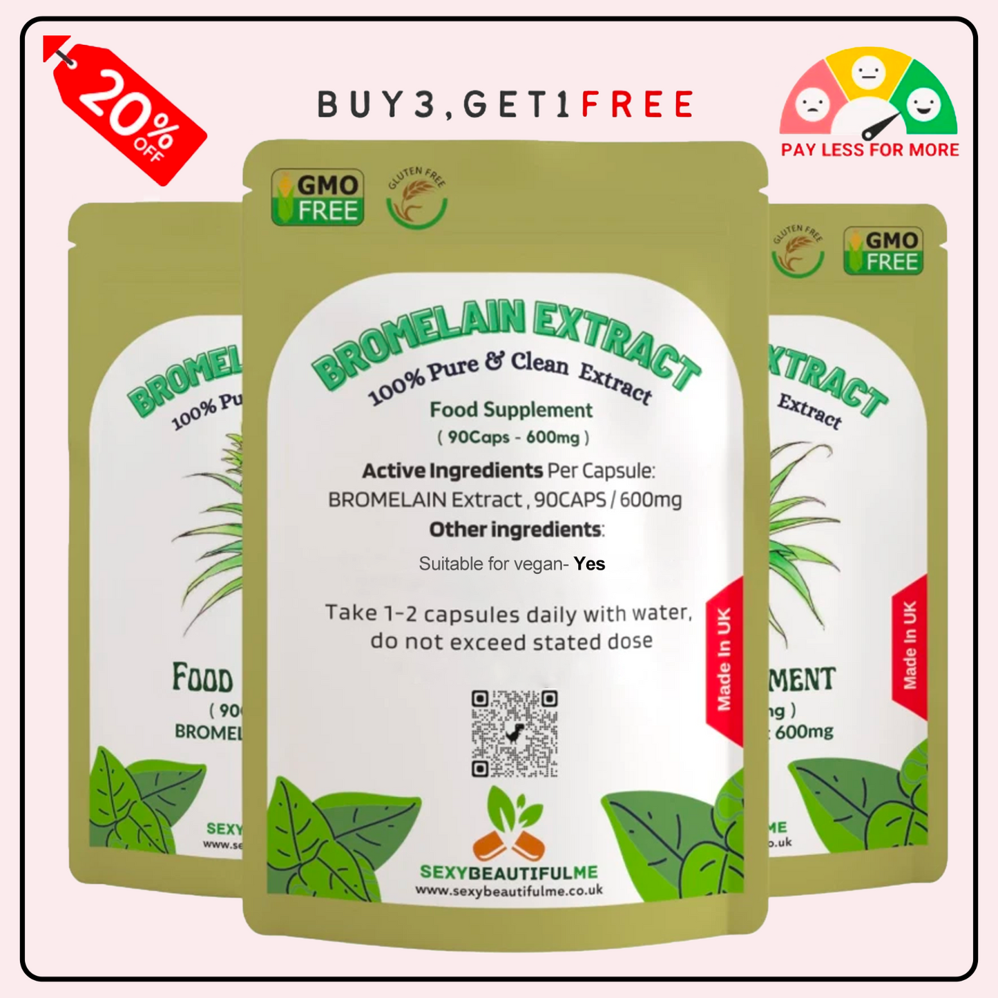 Bromelain 600mg | Anti-Inflammatory | Pain Relief & Swelling Support | Capsules
