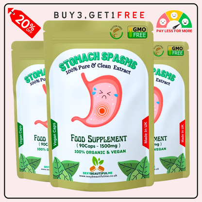 Stomach Spasms Complex Capsules 1500mg–Pain Relief, Gut &Digestive Support–Vegan