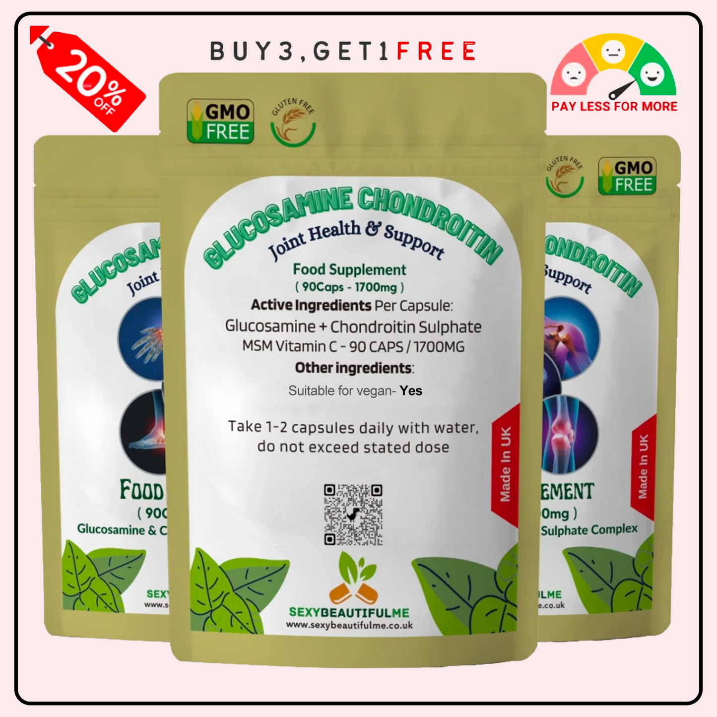 Glucosamine & Chondroitin Sulphate Complex – MSM + Vitamin C – 1700mg