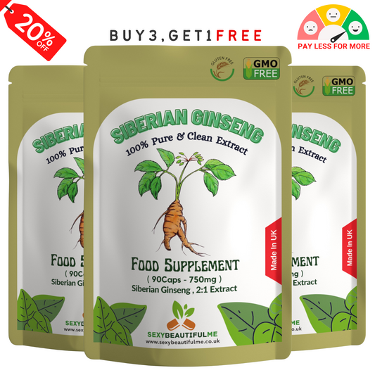 Siberian Ginseng Capsule 1500mg–100%Natural-Strong&Vegan-Energy, Focus, Vitality