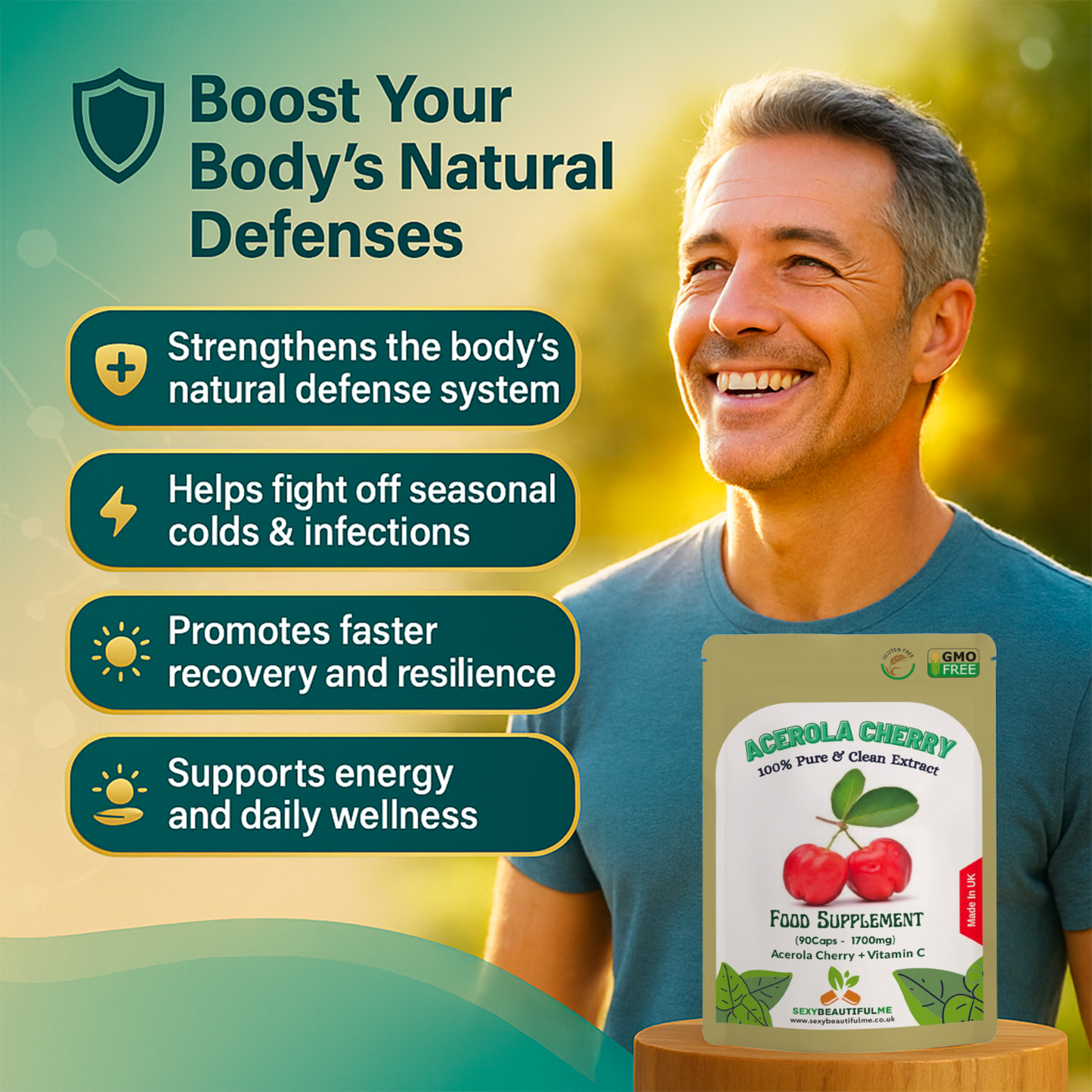 Acerola Cherry Capsules 700mg ( 1000mg Vitamin C)-Immunity & Liver Support