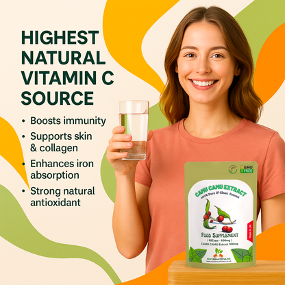 Camu Capsules 900mg–Natural Vitamin C Source &Antioxidant Support-100%Vegan