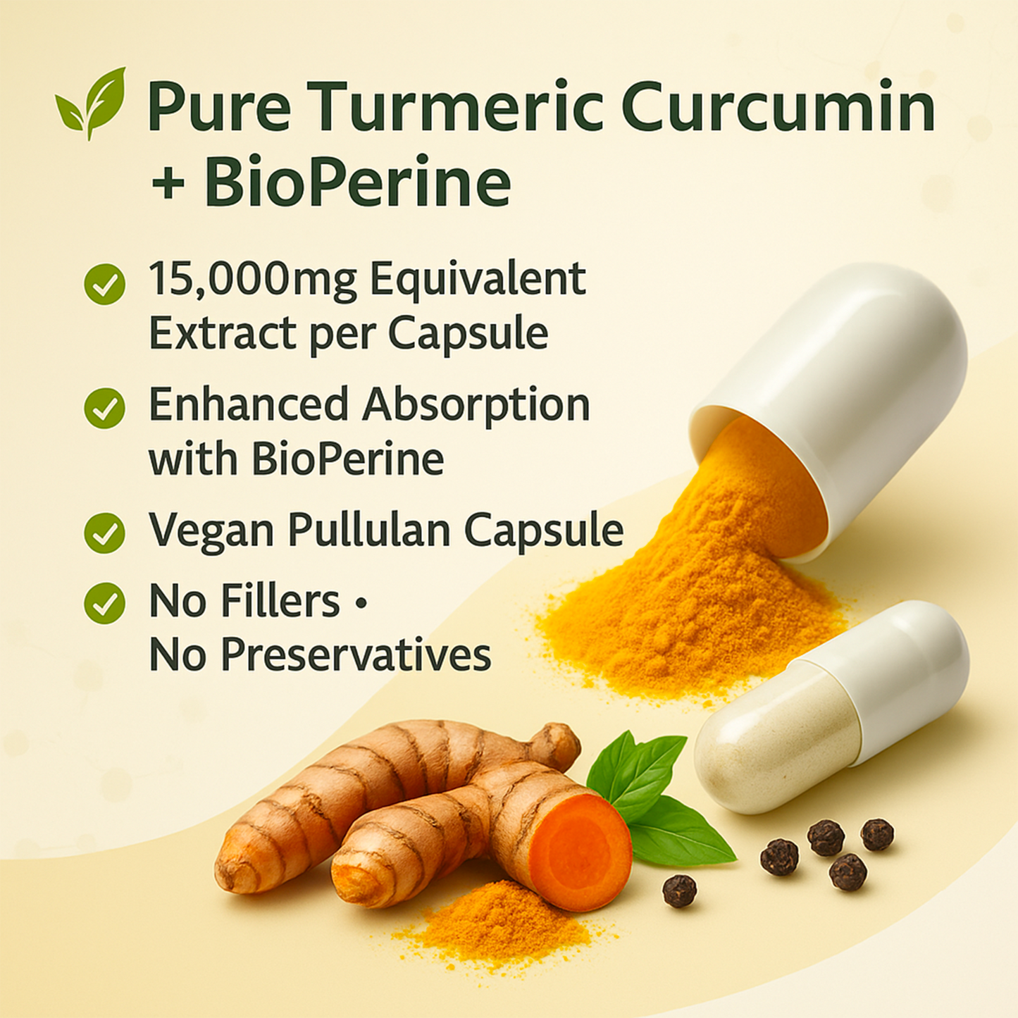 '' Turmeric Curcumin+BioPerine '' Capsule-15000mg-Joint Health & Immune Support