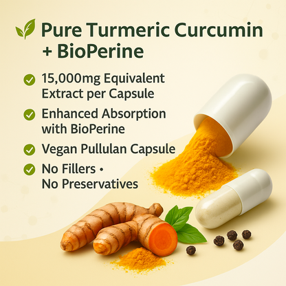 '' Turmeric Curcumin+BioPerine '' Capsule-15000mg-Joint Health & Immune Support