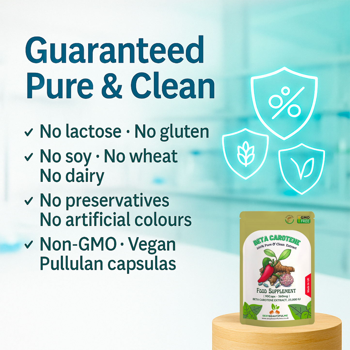 Beta Carotene 25,000 IU Vegan Capsules – Eye Health, Vision & Cognitive Support