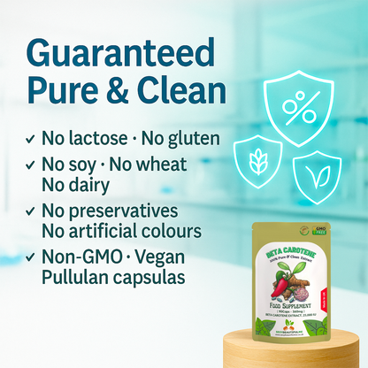 Beta Carotene 25,000 IU Vegan Capsules – Eye Health, Vision & Cognitive Support
