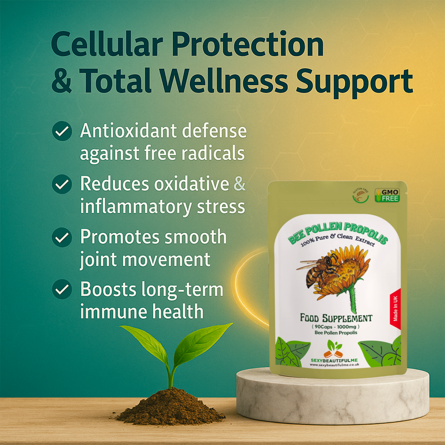 Bee Pollen Propolis Capsules 1000mg-Anti-Inflammatory, Antioxidant, Boost Energy