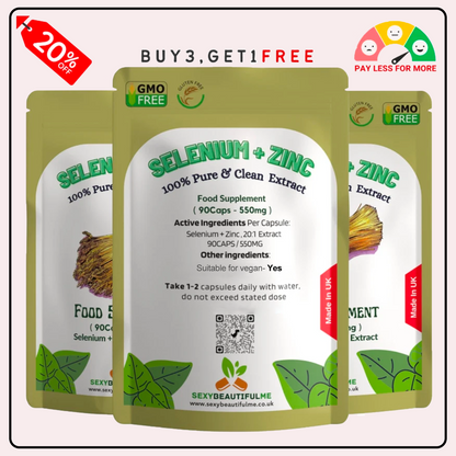 Zinc+ Selenium Complex Capsules, 550mg-Skin&Hair Health-100% Natural & Strong