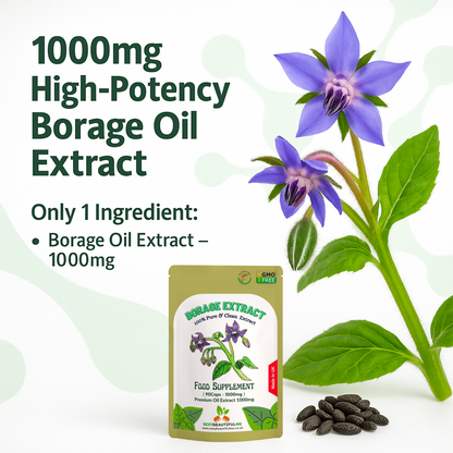 Starflower (Borage) Oil Capsules 1000mg–Premium High GLA–Menopause &Skin Support