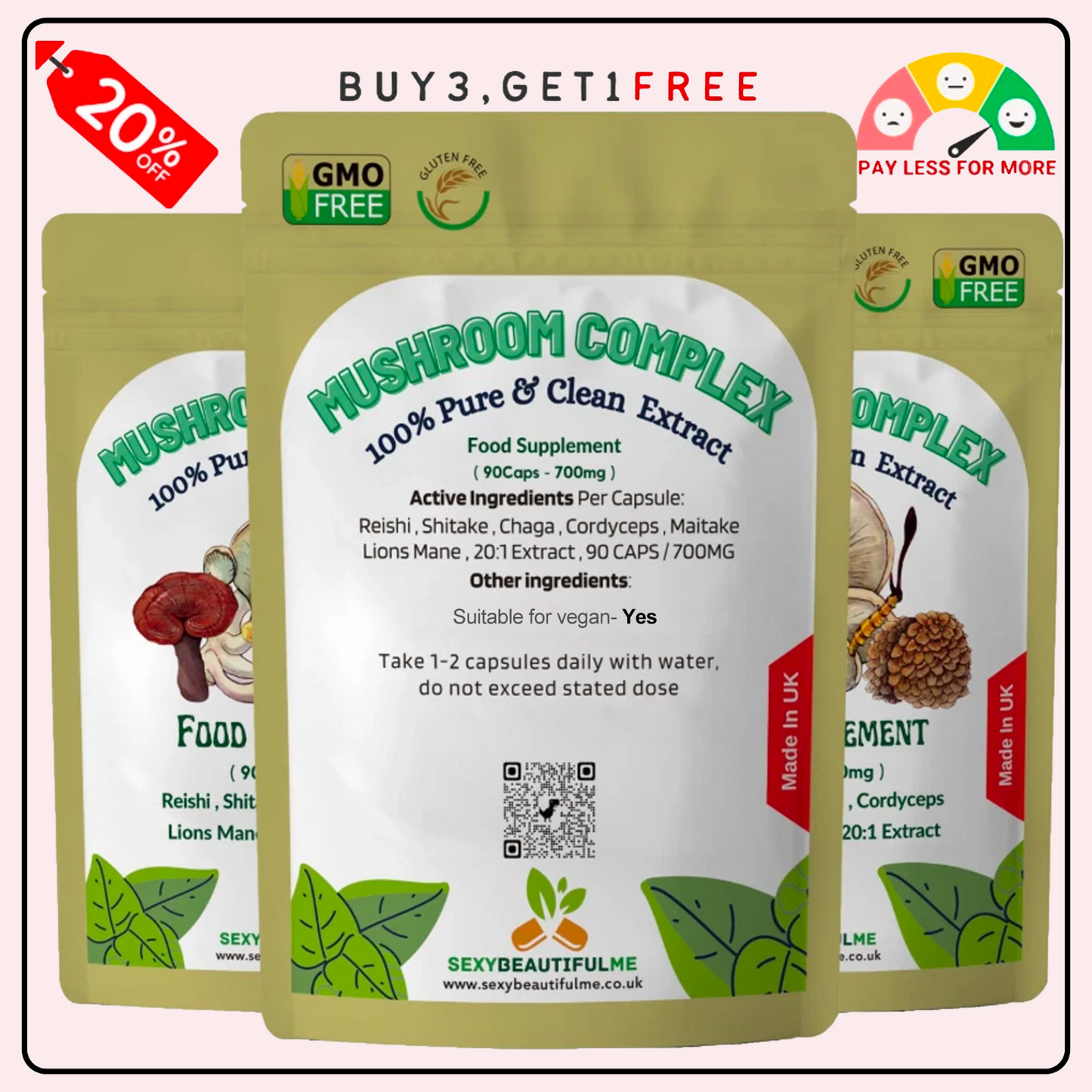 Mushroom Complex 14,000mg | Lion’s Mane, Reishi, Chaga, Cordyceps & Maitake