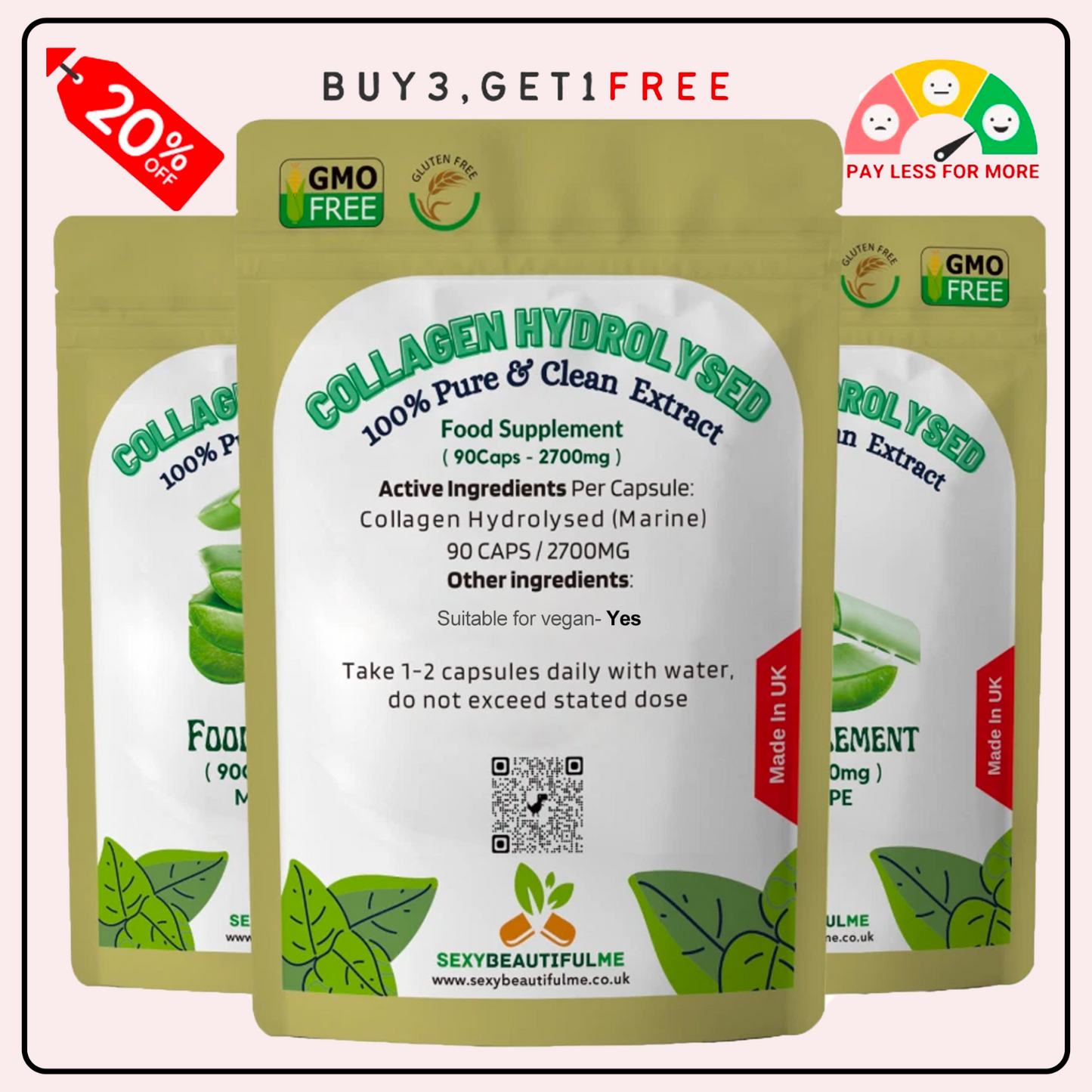 Marine Collagen Capsule 2700mg–Hydrolysed Type 1–Skin, Hair, Nails&Ageing Suport