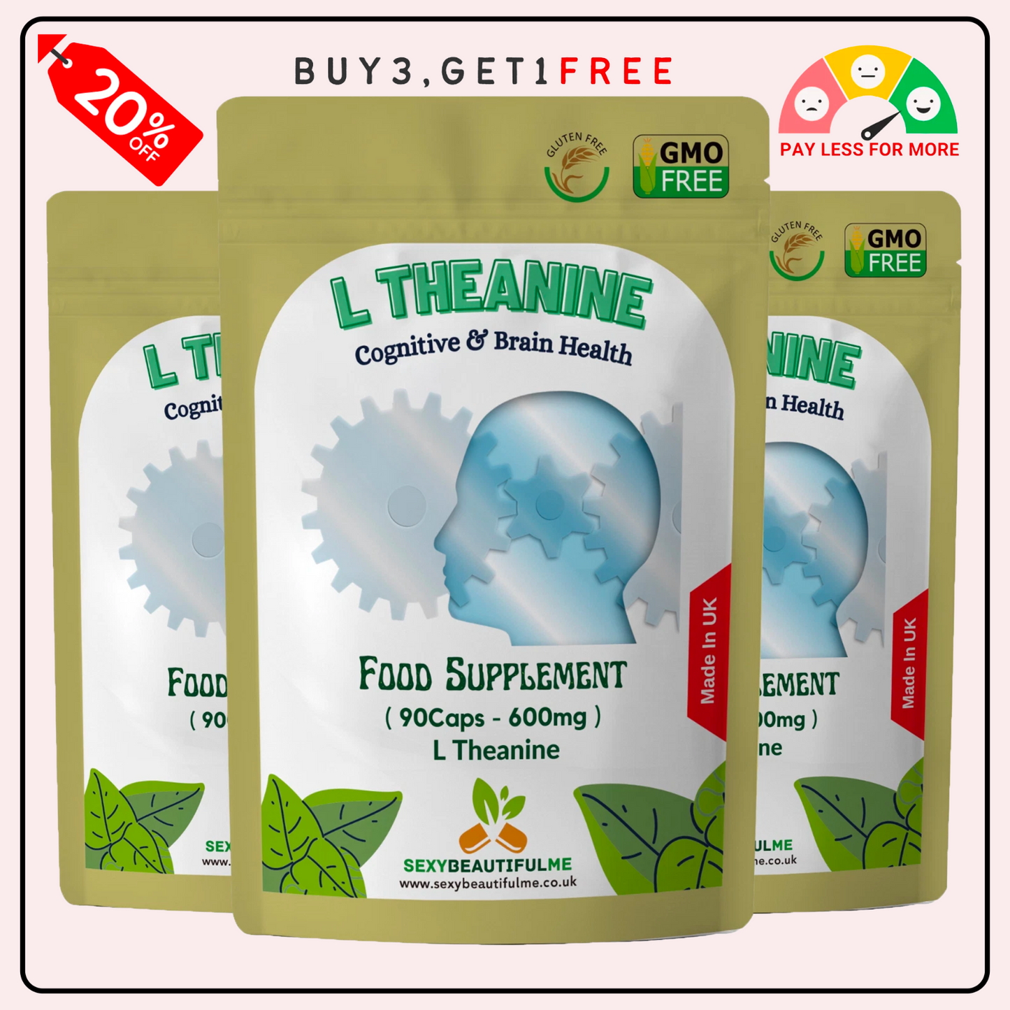 L-Theanine 600mg Capsules–Relaxation, Focus & Stress Support–Cognitive & Memory