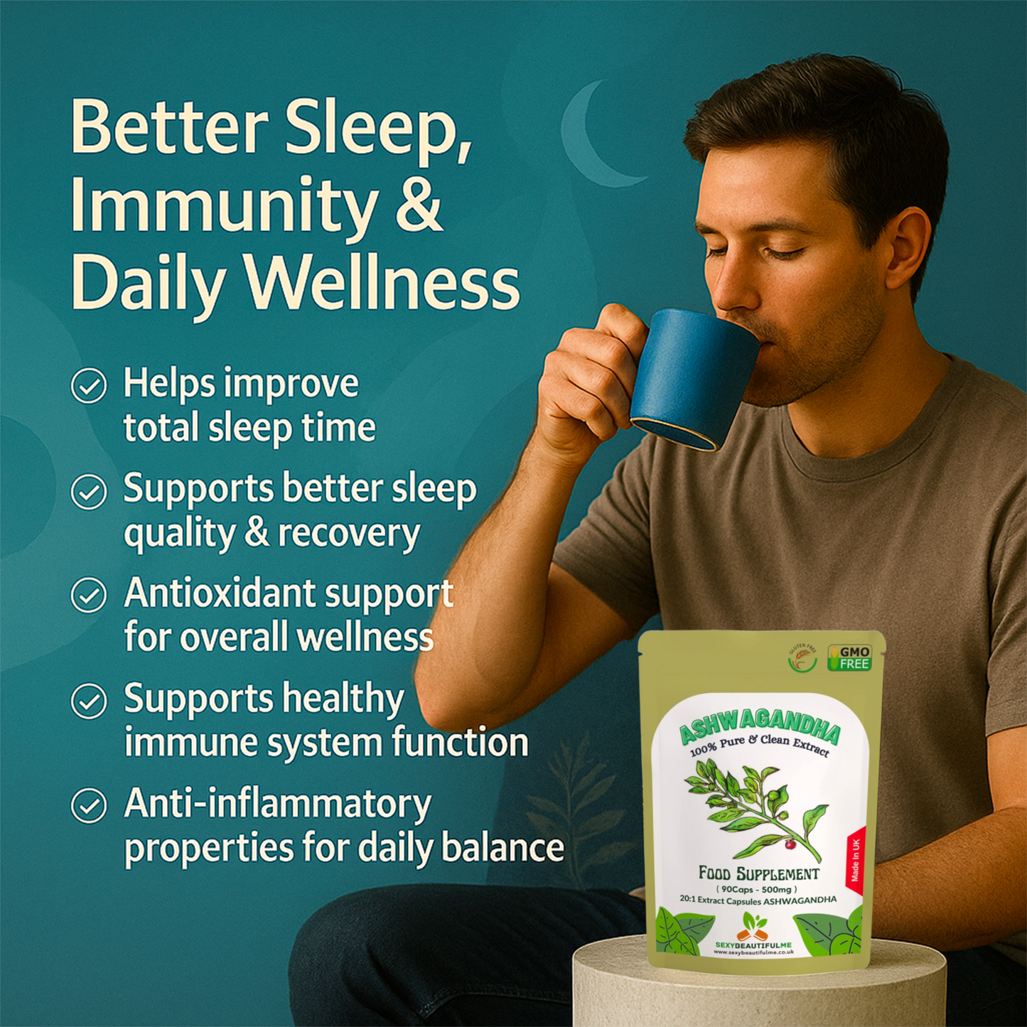 Ashwagandha Extract Capsules 10000mg (30mg withanolides) Natural Vegan Capsules