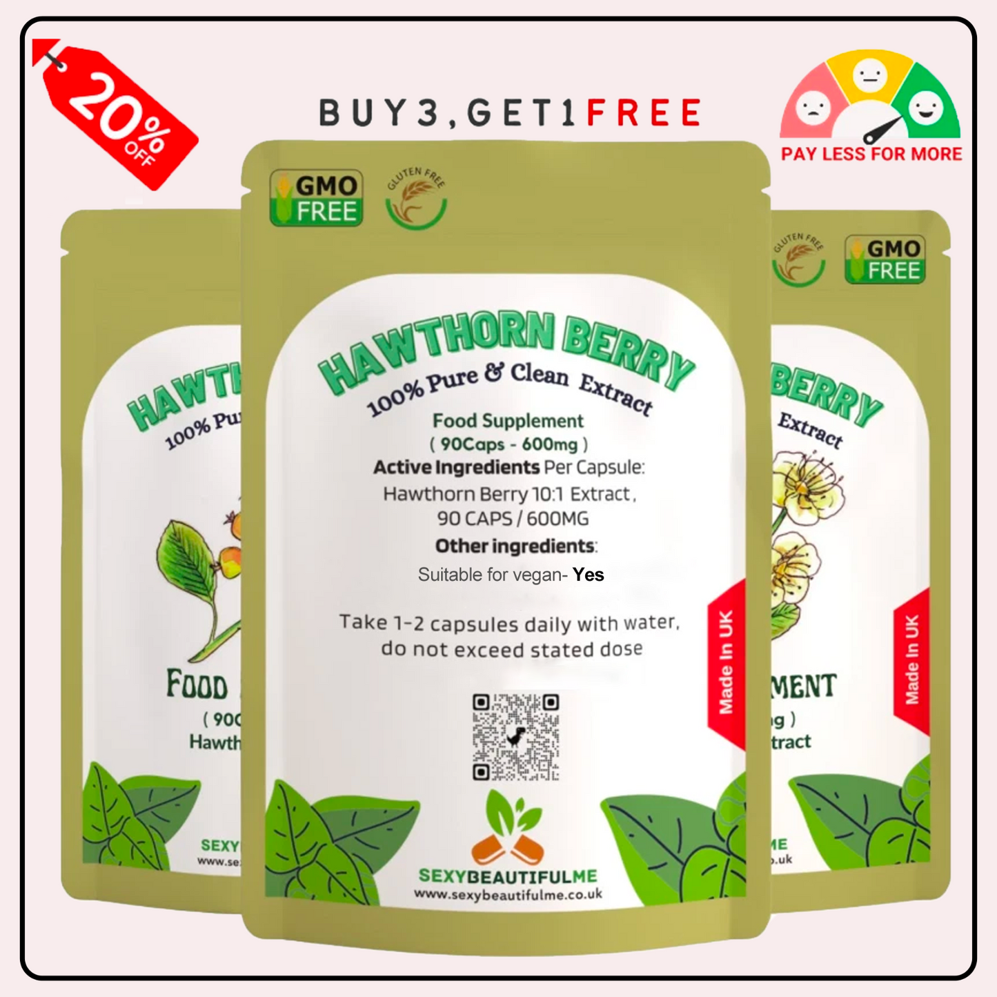 Hawthorn Berry Extract Capsules 6000mg-Veg Cap-Antioxidants, Cholesterol Support