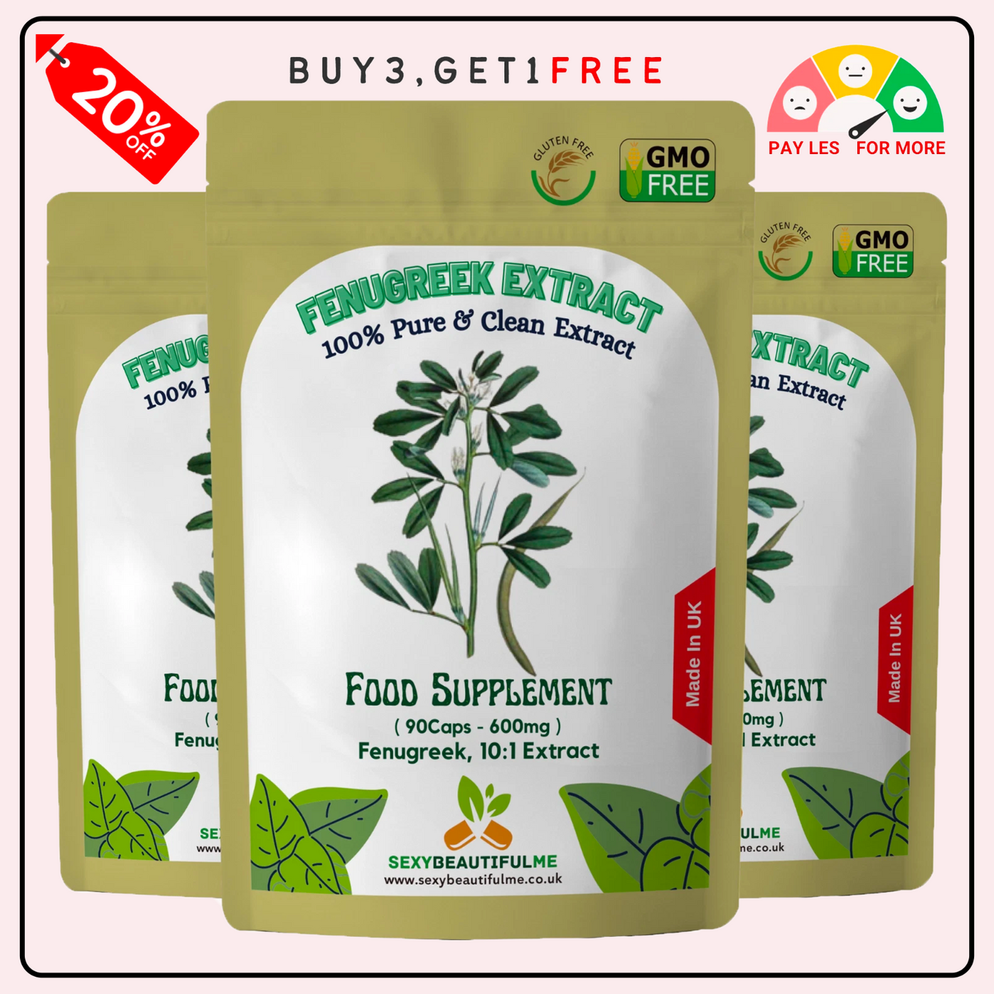 Fenugreek 6000mg Capsules–High Strength 10:1– Natural Wellness&Metabolic Support