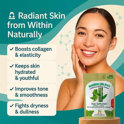 Natural Silica 6000mg Capsules-Natural Bamboo Extract- Hair, Nails, Skin Health