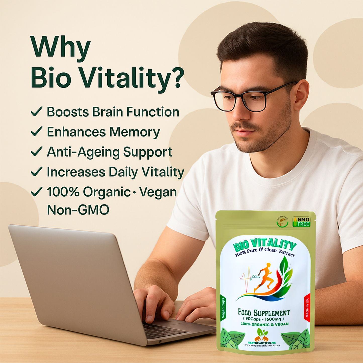 Bio Vitality Complex Caps 1600mg-Brain Health,Memory Support, Anti-Ageing-Vegan