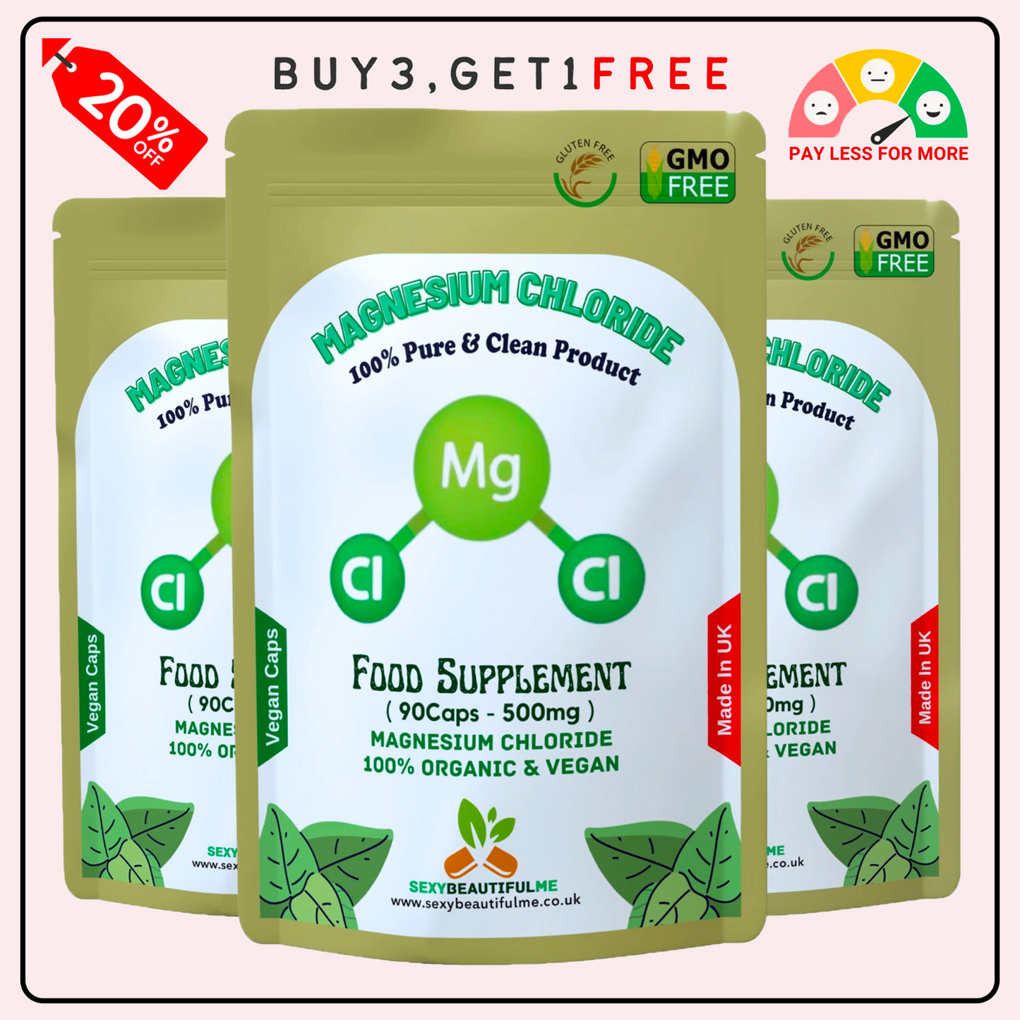 Magnesium Chloride Capsules 500mg–Magnesium Chloride Natural-Vegan & Effective