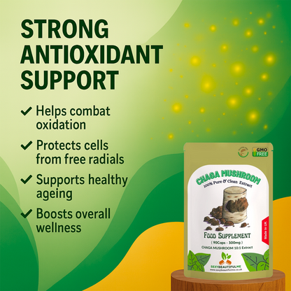 Chaga Mushroom Extract Capsules 3000 mg – 200 mg Polysaccharides – Strong Vegan