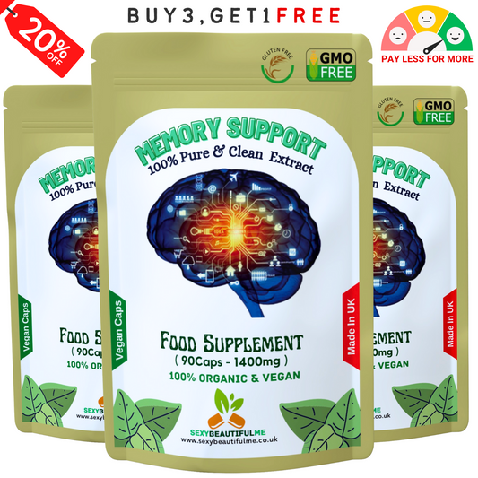 Memory Support Caps 1400mg– Memory, Concentration & Brain Function Support-Vegan