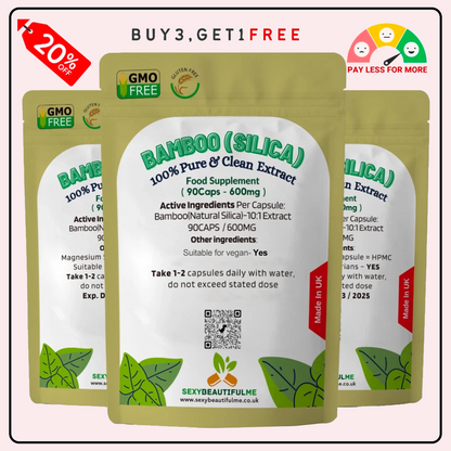 Natural Silica 6000mg Capsules-Natural Bamboo Extract- Hair, Nails, Skin Health