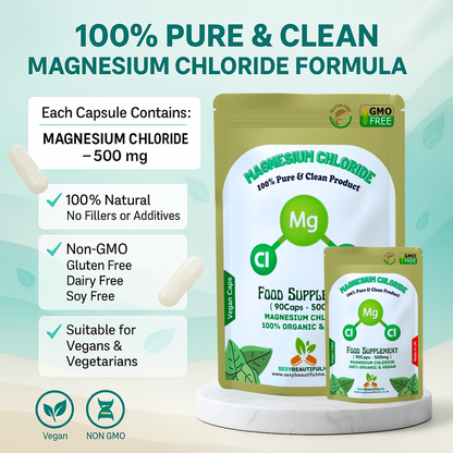 Magnesium Chloride Capsules 500mg–Magnesium Chloride Natural-Vegan & Effective