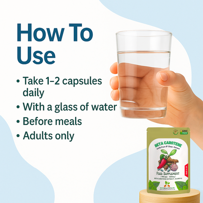 Beta Carotene 25,000 IU Vegan Capsules – Eye Health, Vision & Cognitive Support
