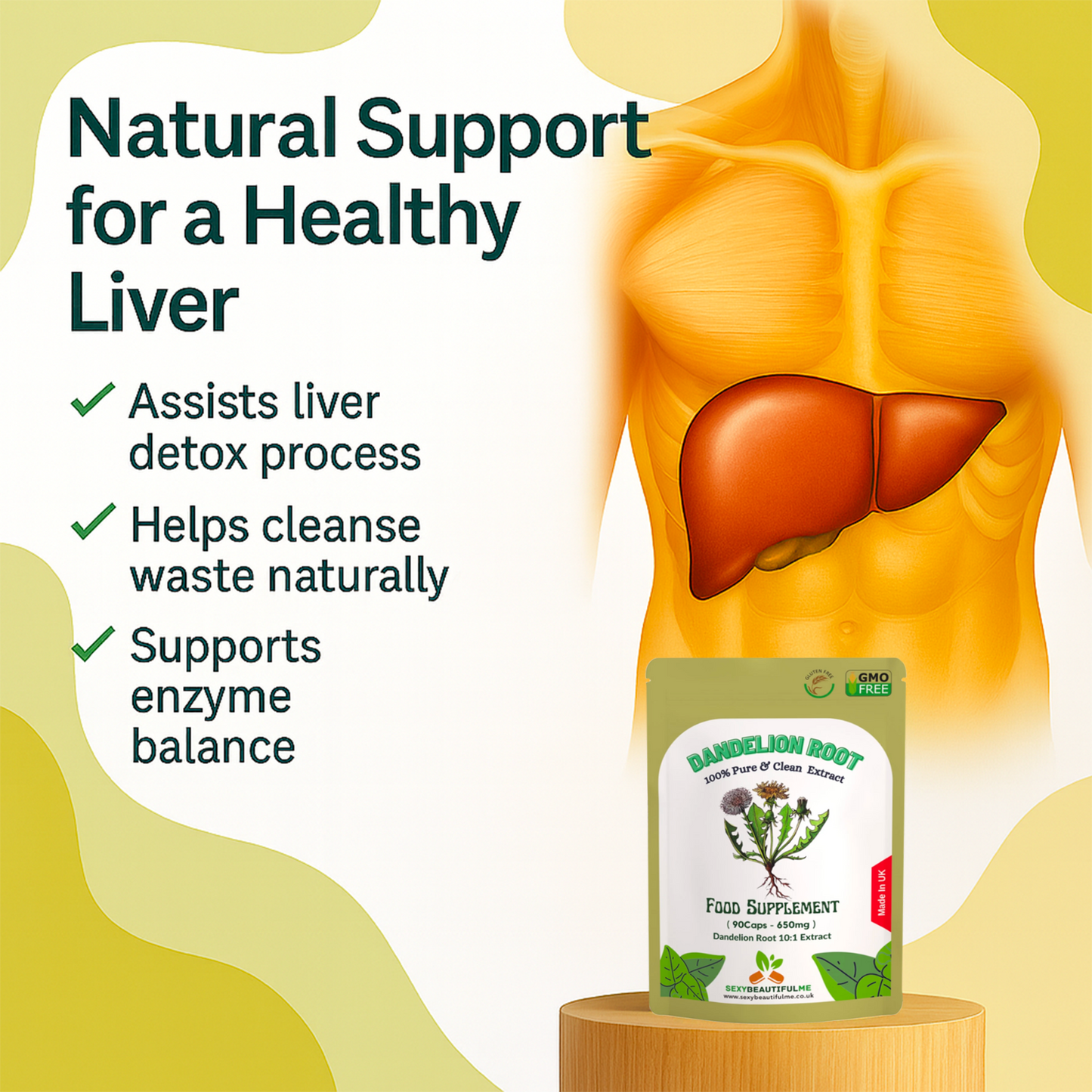 Dandelion Root Capsules 6500mg – Strong Extract – Natural Liver & Detox Support