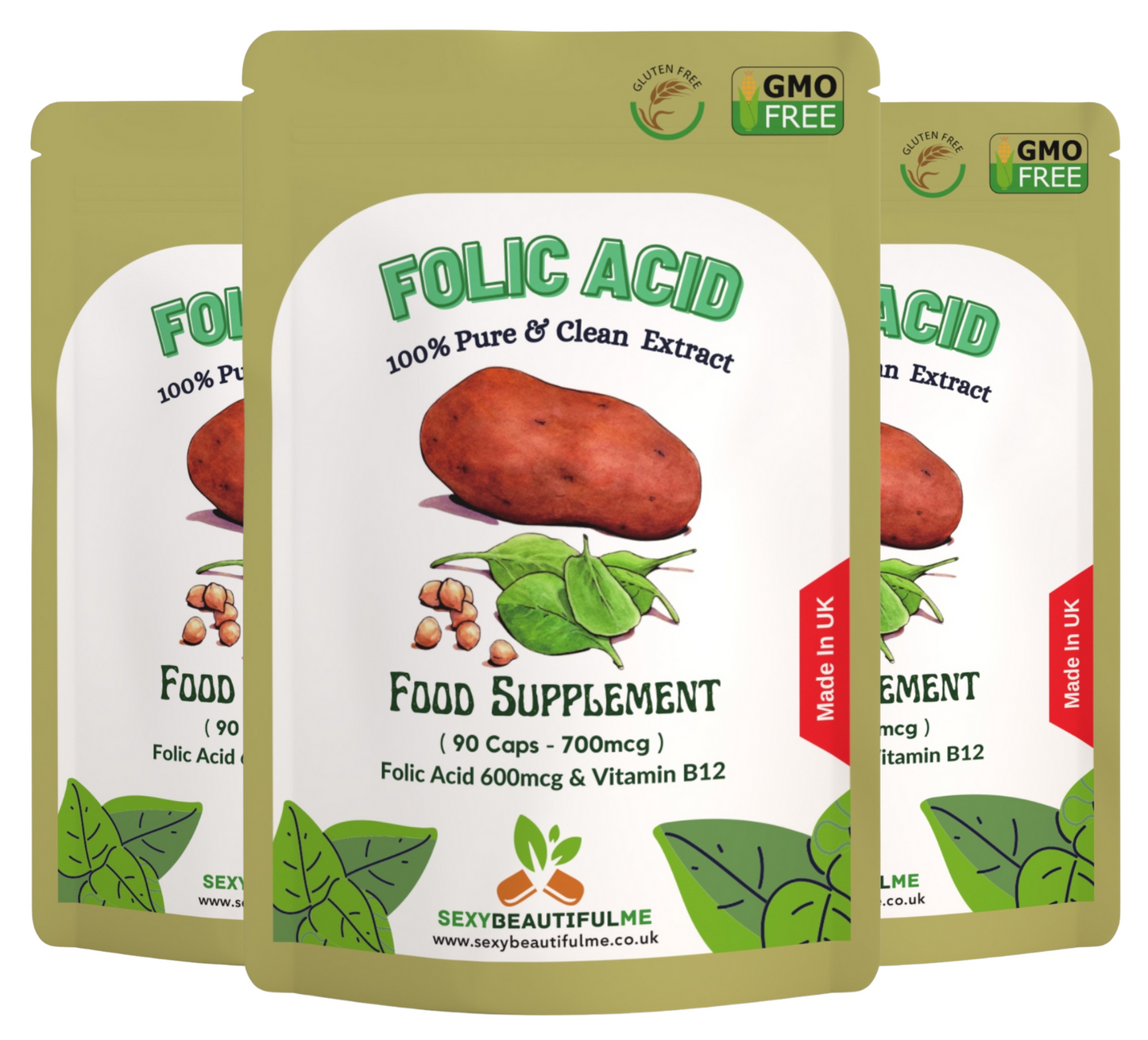 Folic Acid 700mcg + Vitamin B12 Capsules | Reduce Tiredness & Fatigue | Vegan