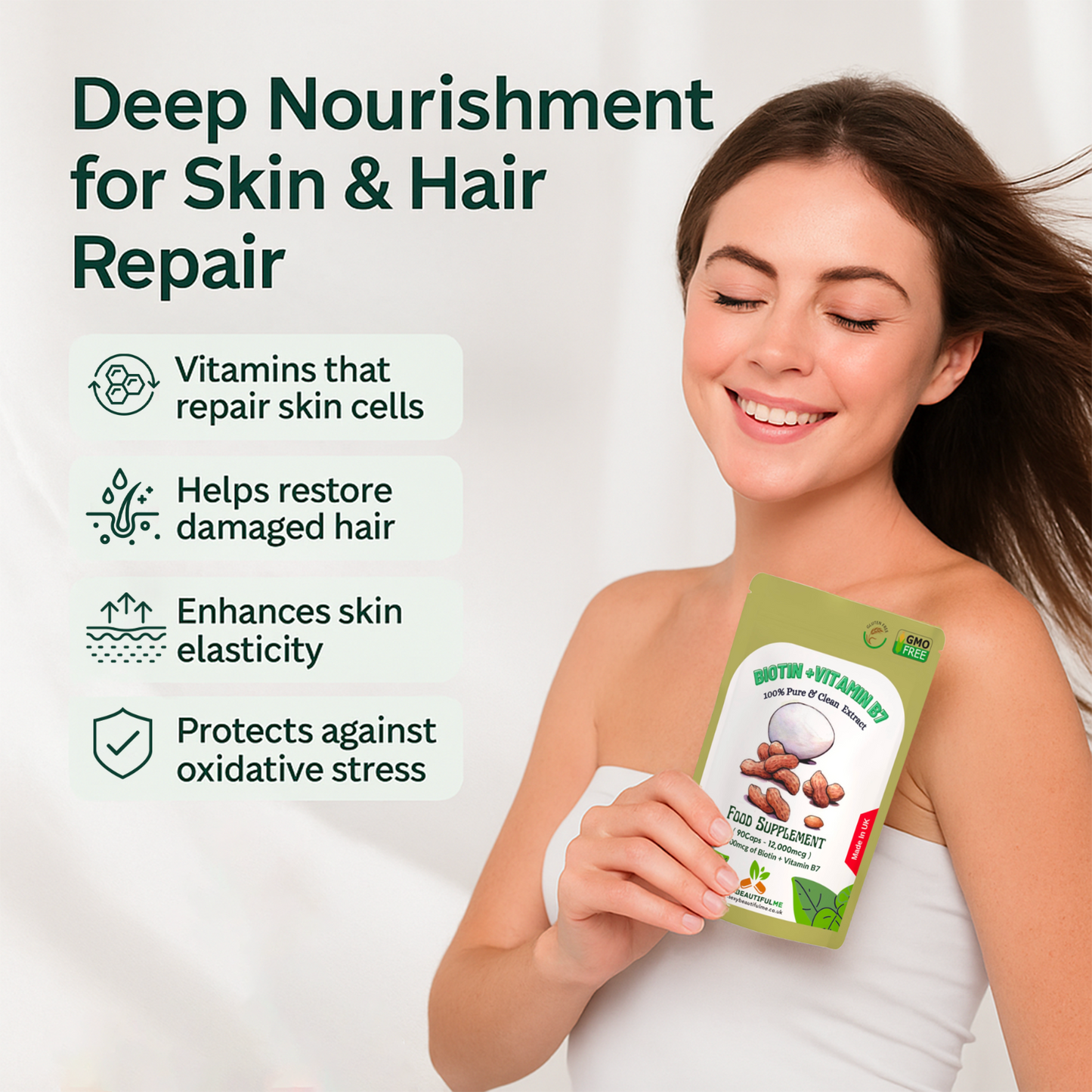 BIOTIN 12,000mcg +Vitamin B7 Capsules. MAX STRENGTH. HEALTHY HAIR, SKIN&NAIL