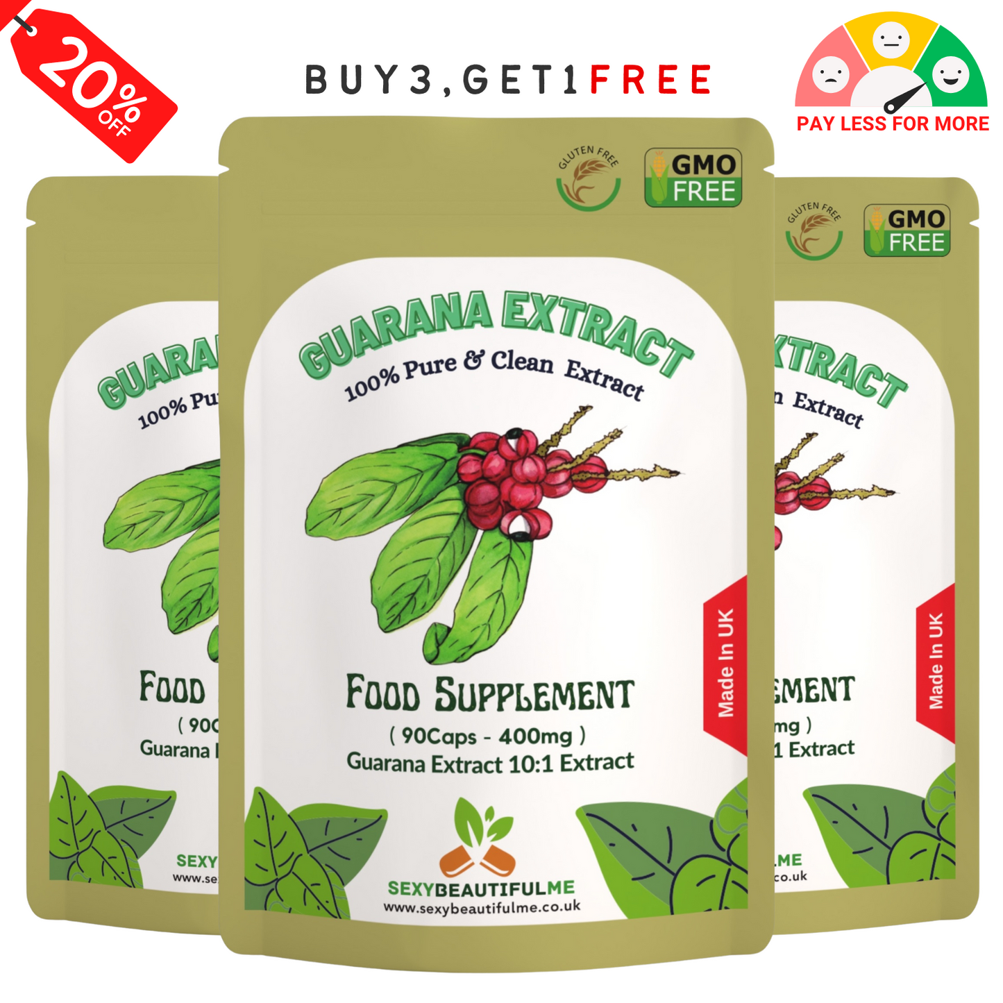 High Strength Guarana Extract 4000mg | 100% Natural | Weight & Energy Support