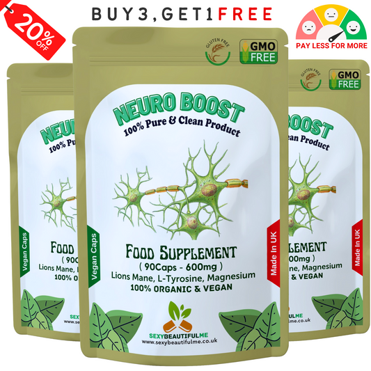 Neuro Boost Capsules 500mg–Lions Mane, L-Tyrosine &Magnesium– Cognitive & Brian