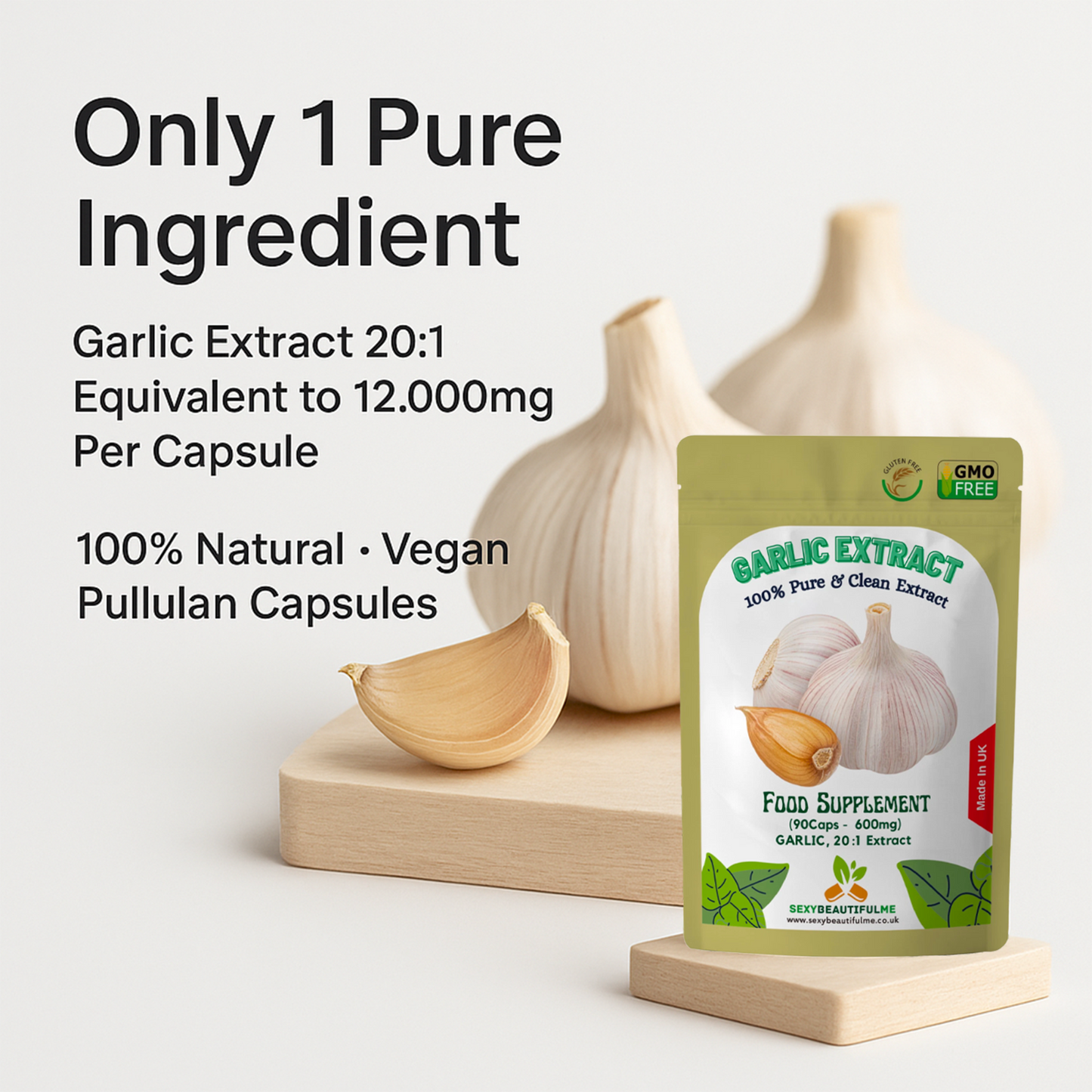 Fermented Garlic Capsules 12,000mg– Strong Aged Garlic Extract –Immune Support