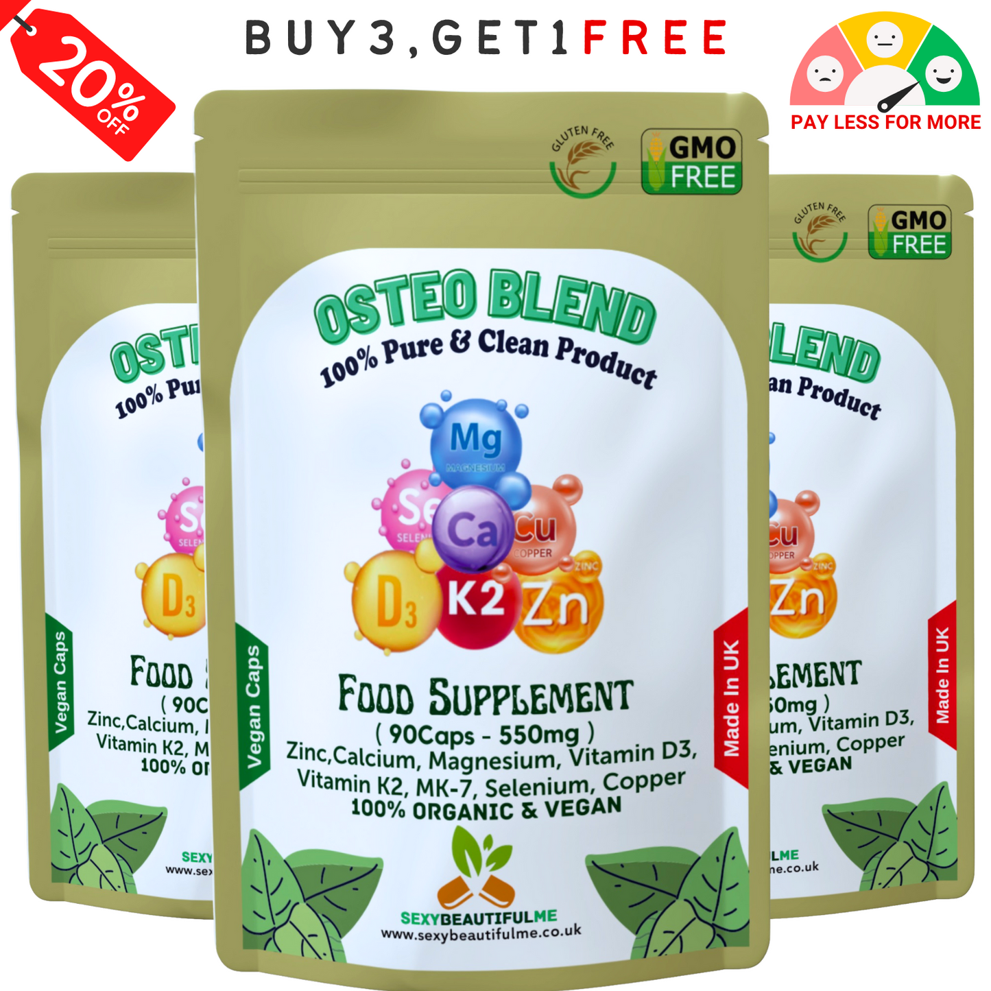 Osteo Blend Zinc+Calcium+Magnesium+Vitamin D3+vitamin K2+MK-7+Selenium+Copper