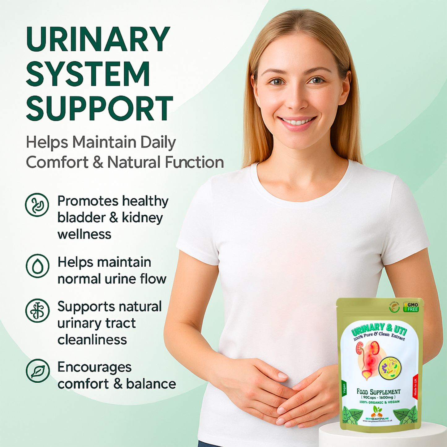 Urinary & UTI Complex 1600mg Capsule | Relief Support | 100%Vegan-Bladder Health