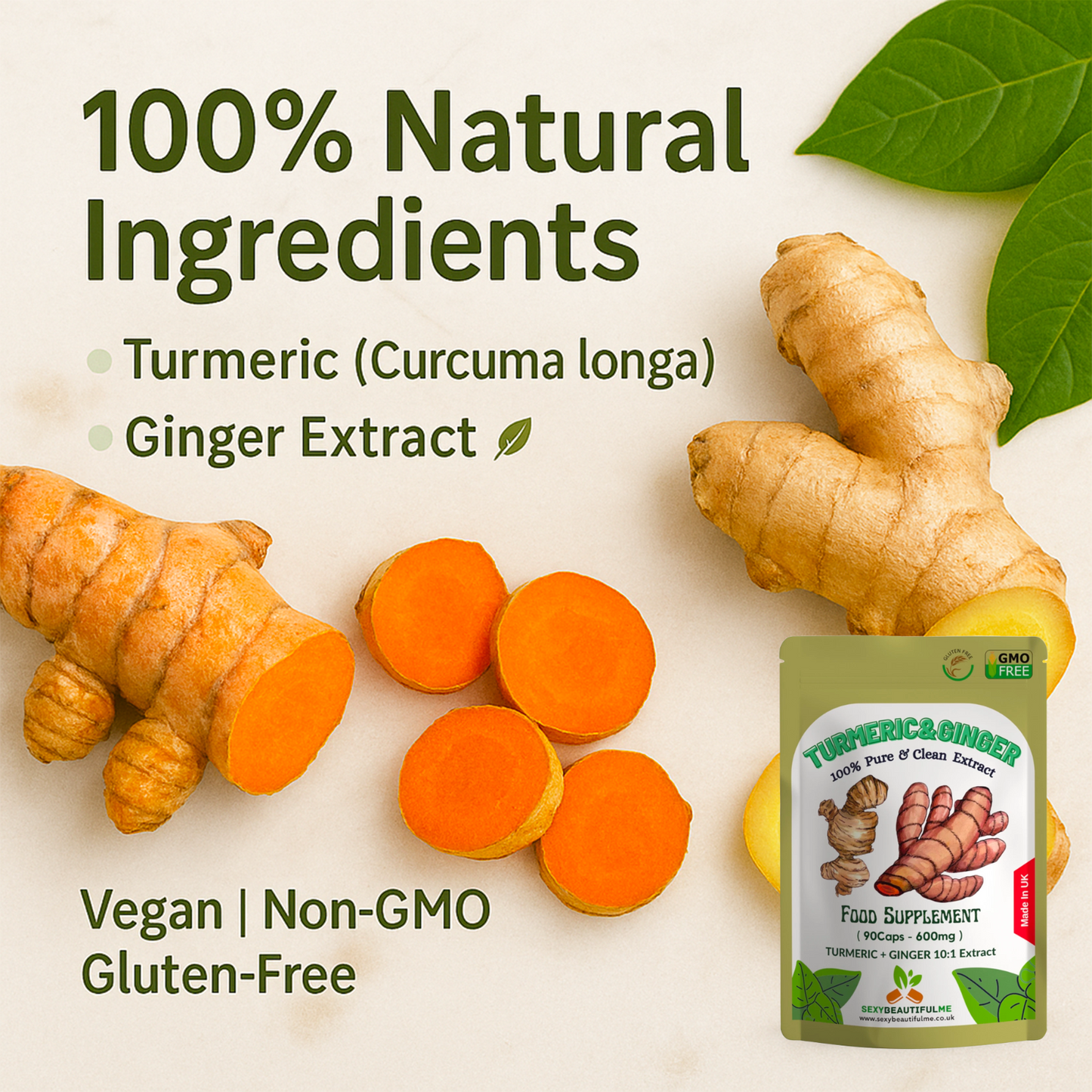 Turmeric + Ginger 6000mg Capsules | Vegan | Energy Boost & Digestion Support