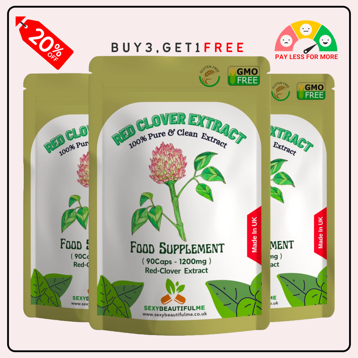 Red Clover Capsules 1200mg-8% Isoflavones-Cholesterol Health & Women Health