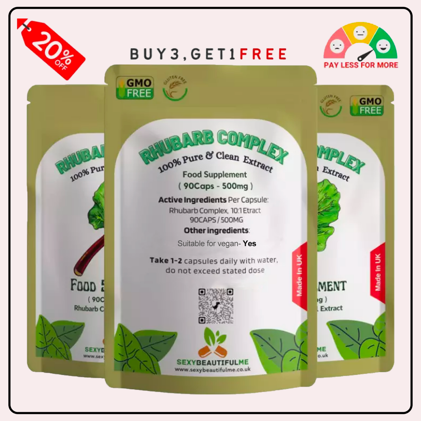 Rhubarb Complex Capsule 5000mg-Help Digestion Health & Weight Control Management