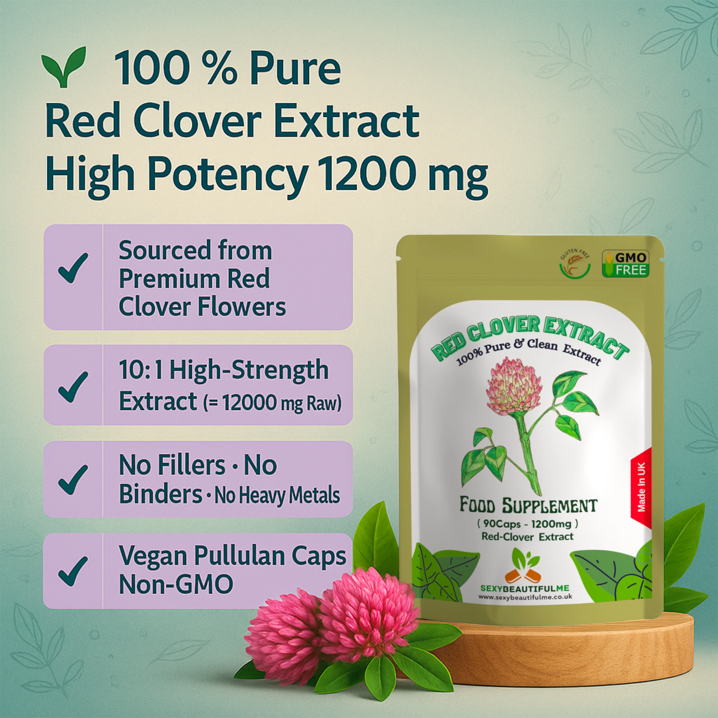 Red Clover Capsules 1200mg-8% Isoflavones-Cholesterol Health & Women Health